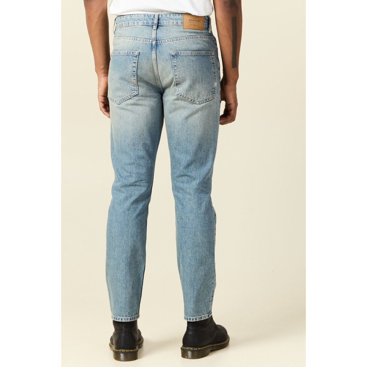 Jeans straight taille tapered denim dirty, BONOBO