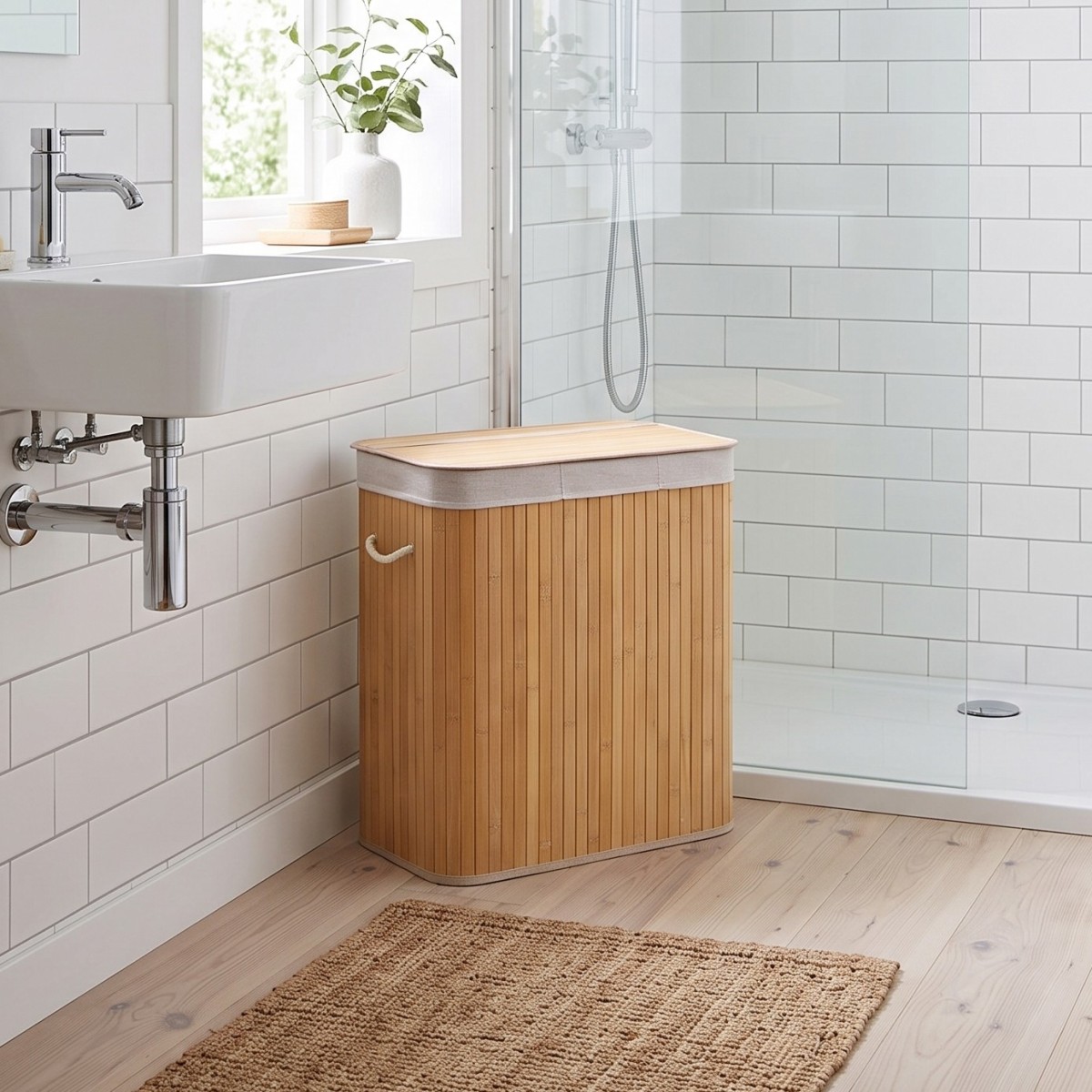 Panier à linge en bambou 150L - YSA bois clair, CALICOSY