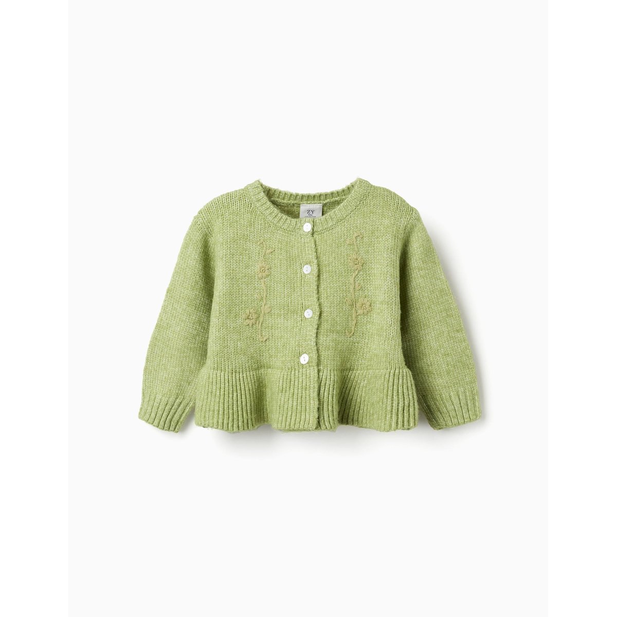 Gilet avec fleurs brodées vert clair, ZIPPY