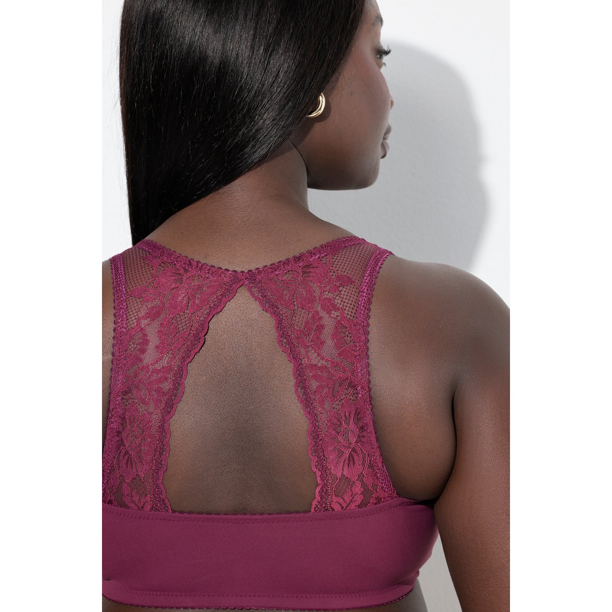 Bustier sans armatures avec dos en dentelle baies foncé, ULLA POPKEN