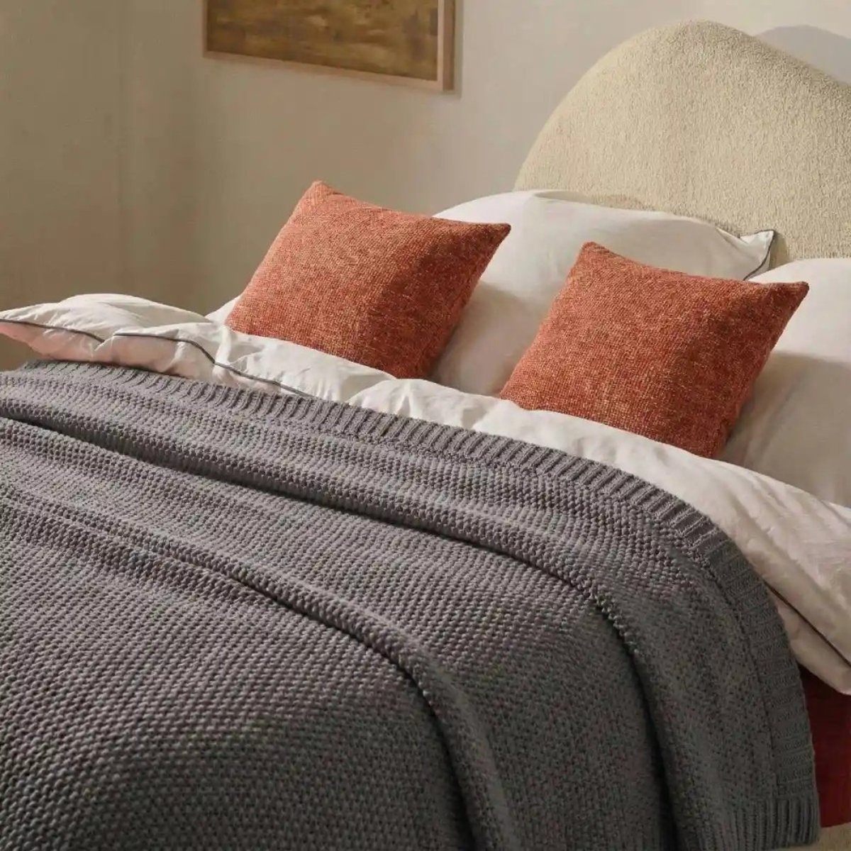 Plaid en tricot 125x150cm gris, ORNAMI