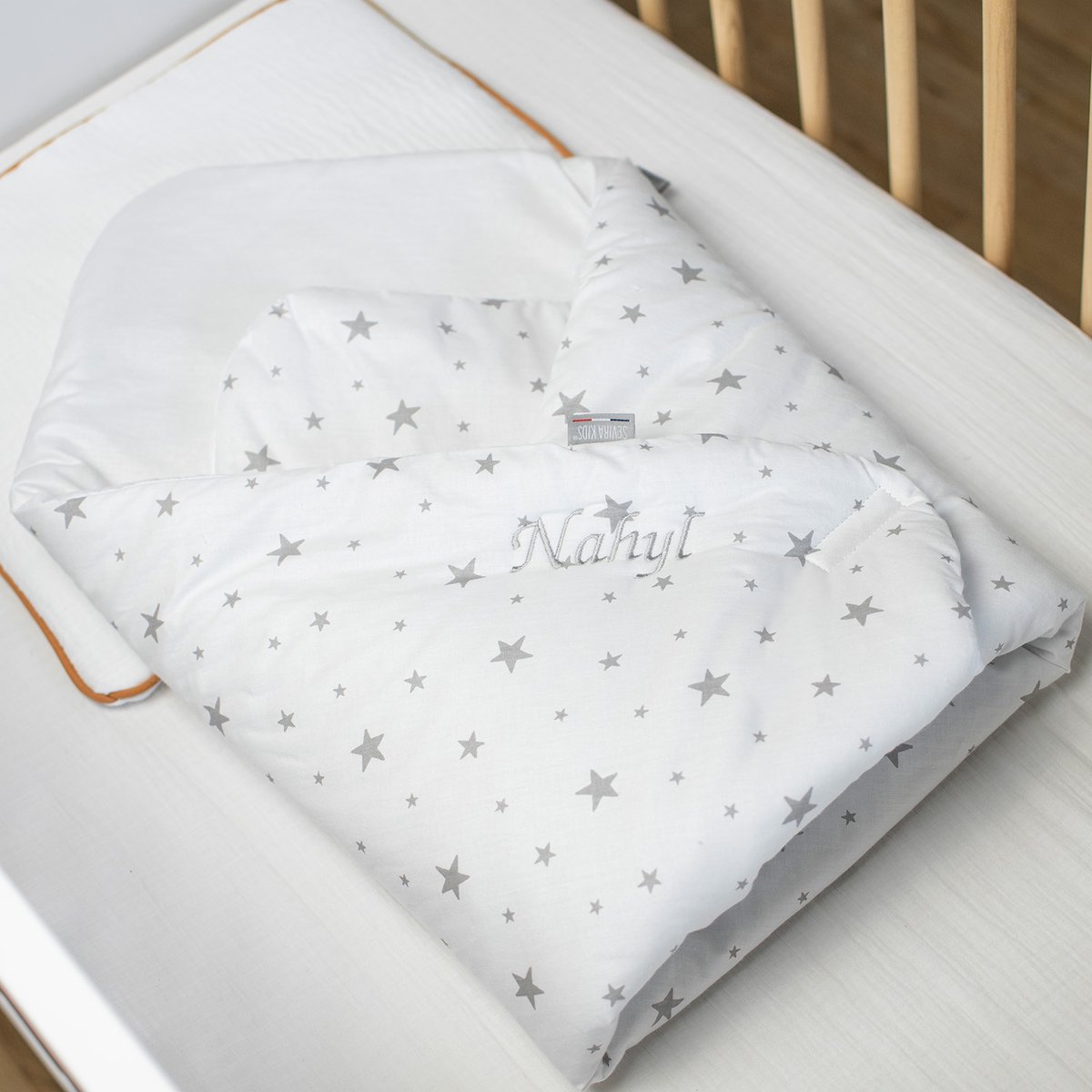 Gigoteuse d'emmaillotage en coton STELLA blanc, SEVIRA KIDS
