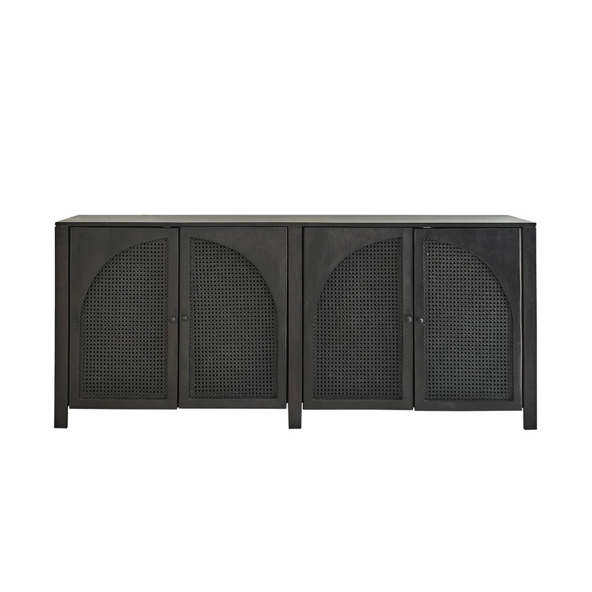 Buffet en bois massif et cannage 175 cm  ZULMA noir, BERAH GETAH