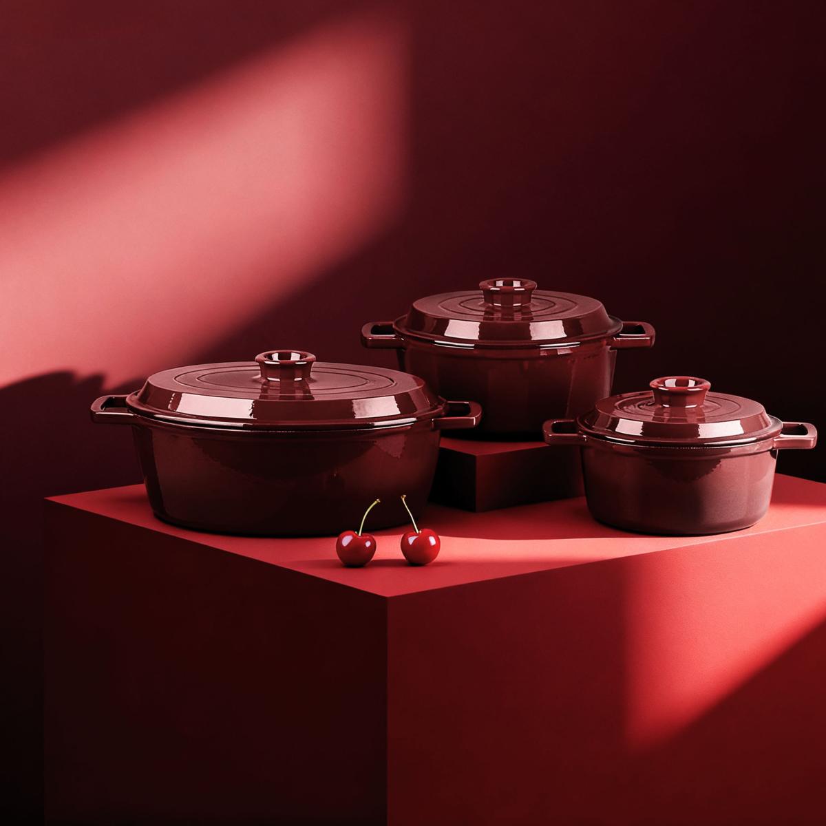 Cocotte en fonte ovale 33cm - "Masseiron Merlot" couleur unique, LAGUIOLE CUISSON