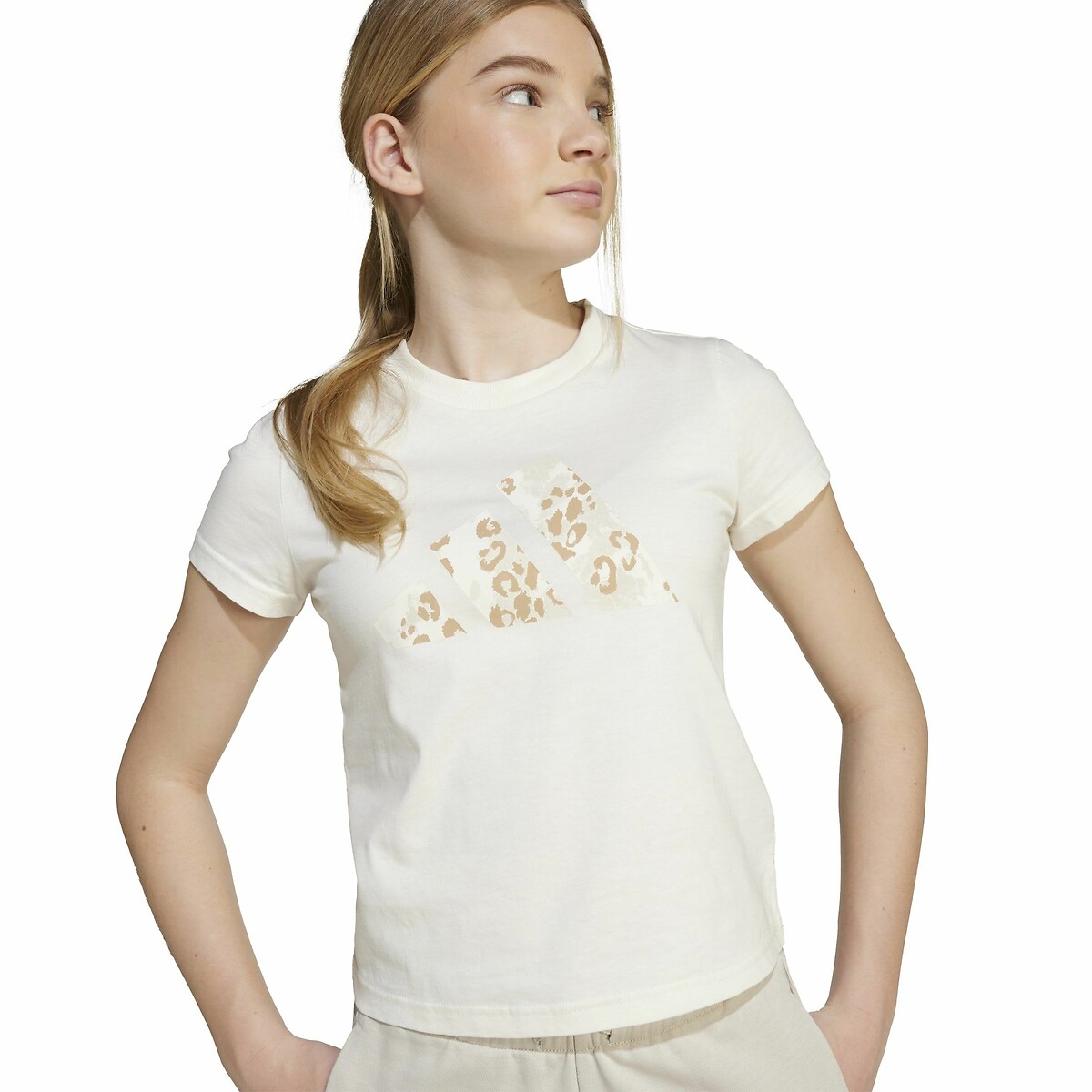 T-shirt com estampado leopardo bege, ADIDAS SPORTSWEAR