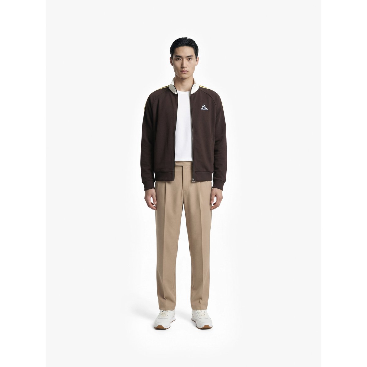 Sweat zippé Héritage marron, LE COQ SPORTIF