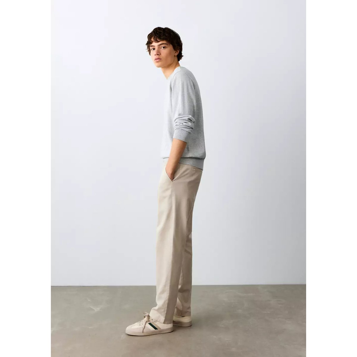 Pantalon coton lin droit sable, MANGO TEEN