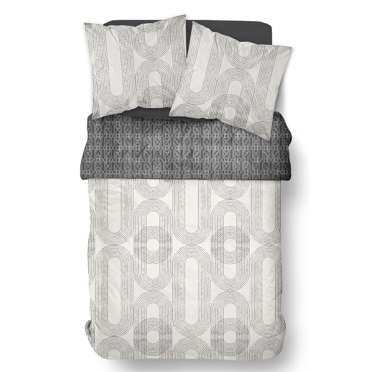 Parure de lit imprimé Graphique coton SUNSHINE LEO blanc, TODAY