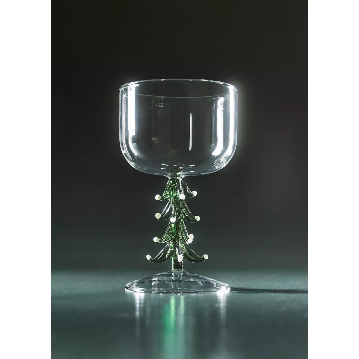 Verre à pied avec détail sapin vert forêt, MANGO HOME