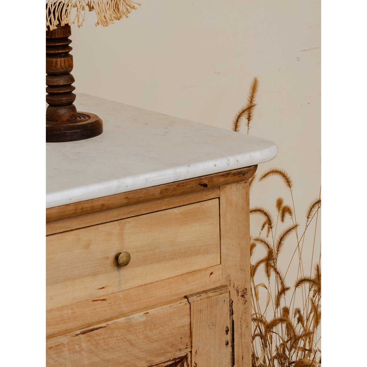 Buffet îlot en bois et marbre Gilbert N°1575 - Bon état blanc, DEBONGOUT