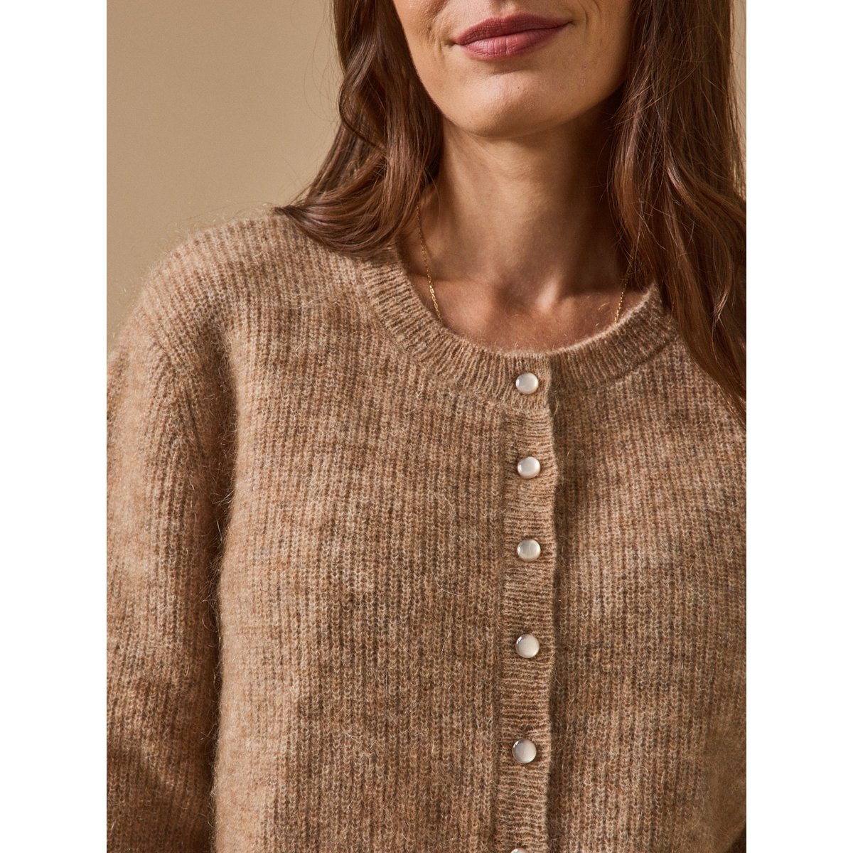 Gilet avec laine et mohair camel, CYRILLUS