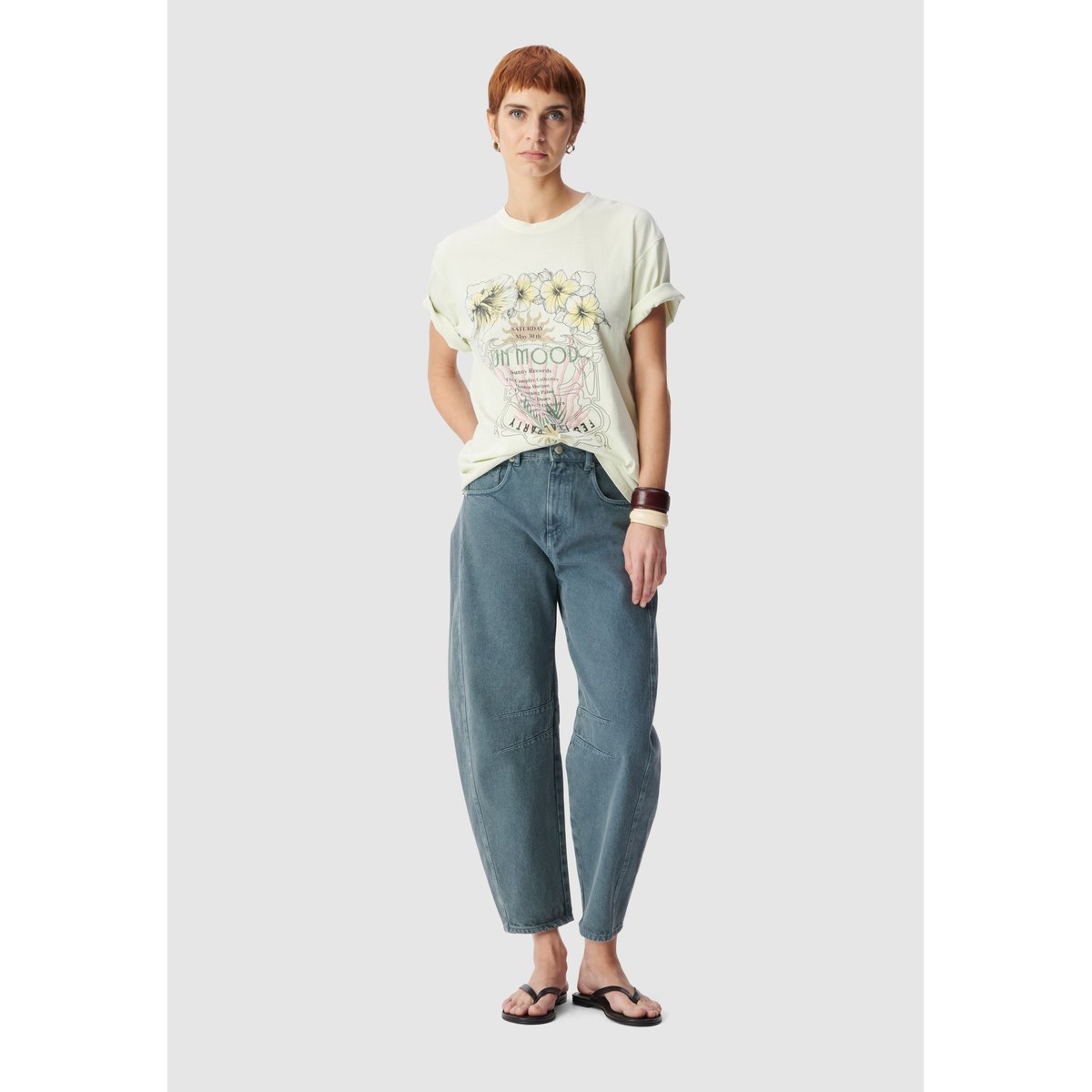 Tee-shirt coton bio affiche fleurs amande, IKKS