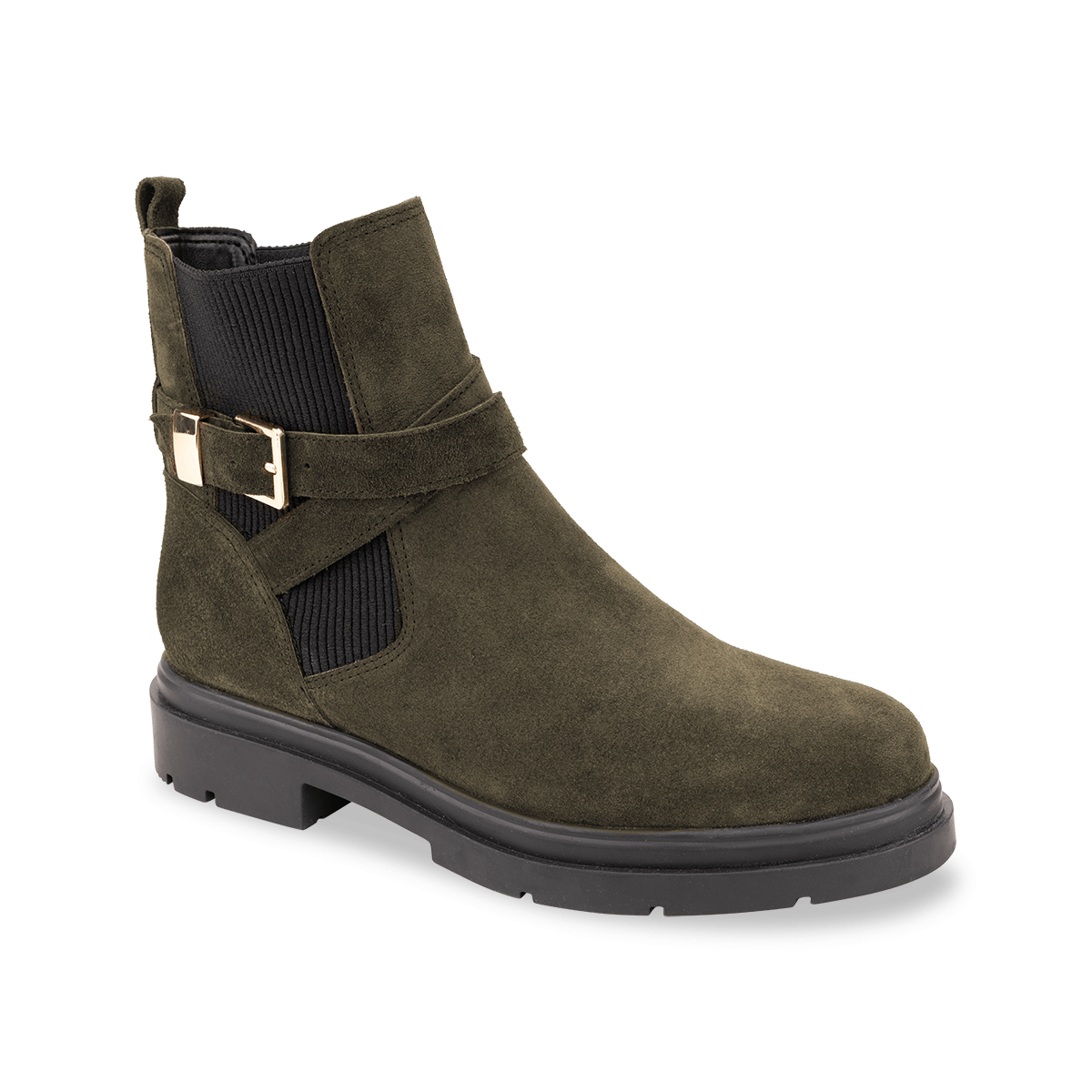 Bottines plates en cuir SIMONE kaki, LES TROPEZIENNES PAR M.BELARBI