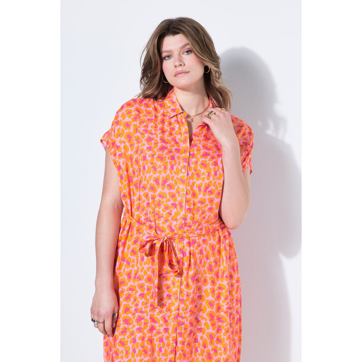 Robe midi oversize, imprimé léopard orange, STUDIO UNTOLD