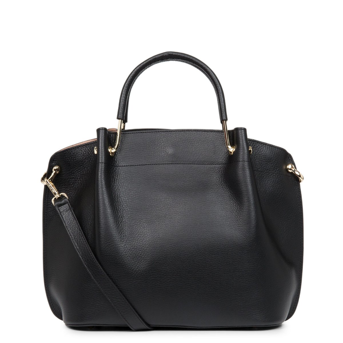 Sac à main zippé L en cuir, FOULONNE DOUBLE LOUISA noir - in - nude, LANCASTER