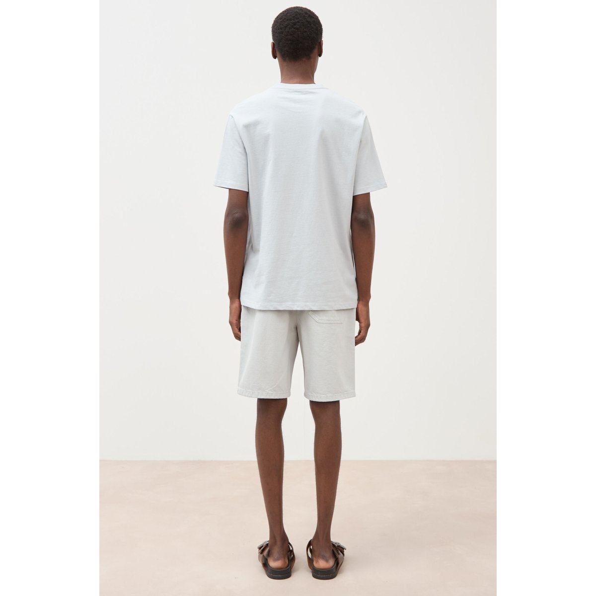 T-shirt ample en coton manches courtes gris clair, BONOBO