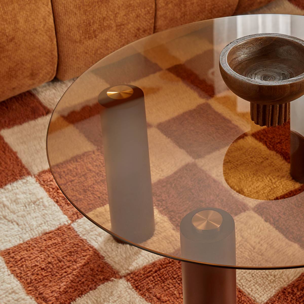 Table basse ronde en verre trempé AMBRA ambre, ATMOSPHERA