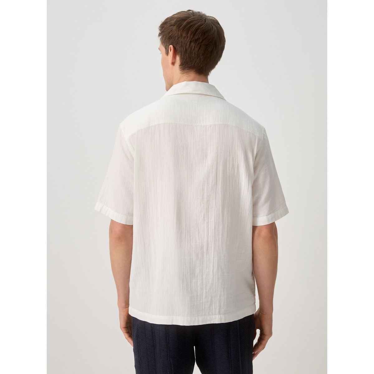 Chemise en étamine brodée à manches courtes blanc, NEXT