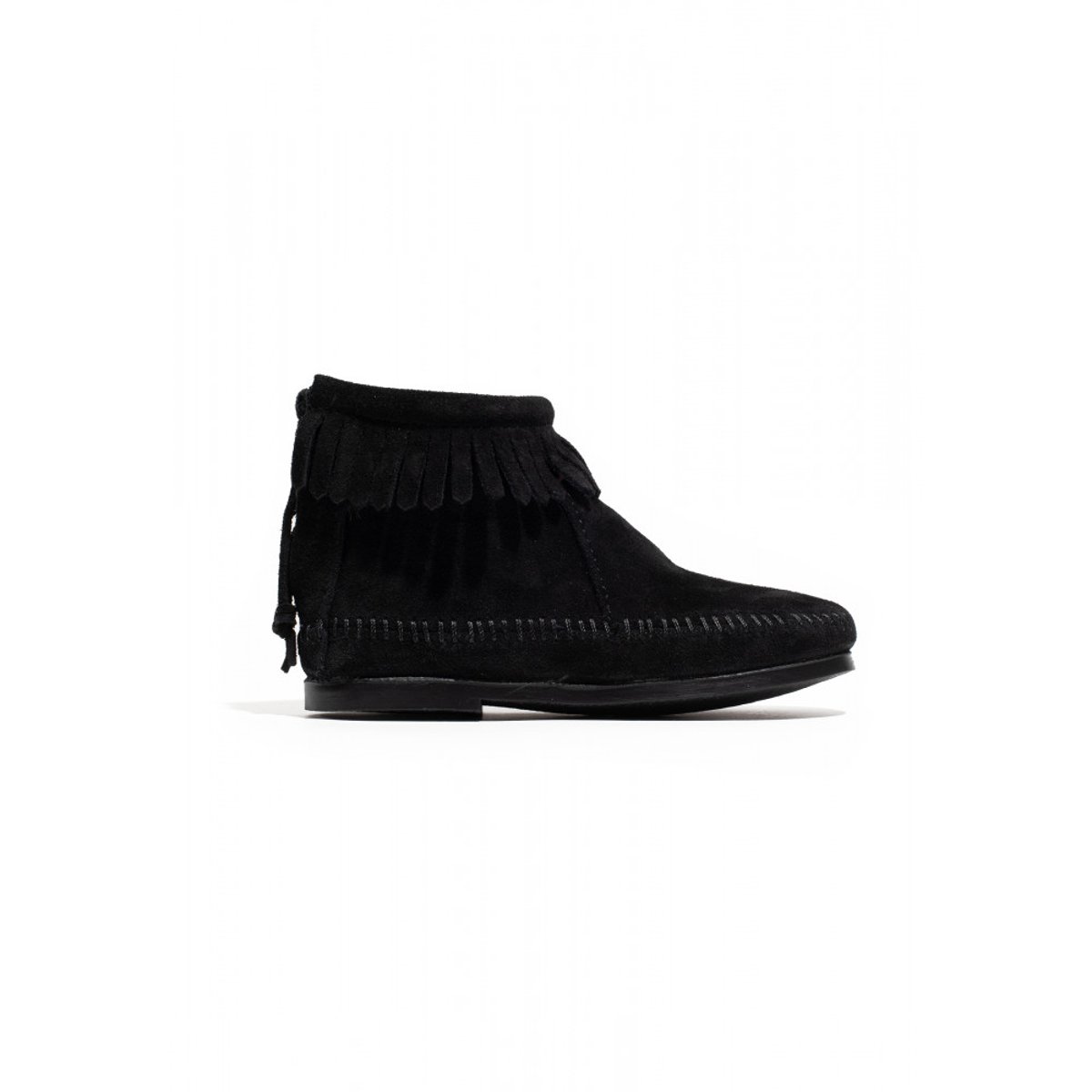 Bottines en cuir suede BACK ZIP noir, MINNETONKA