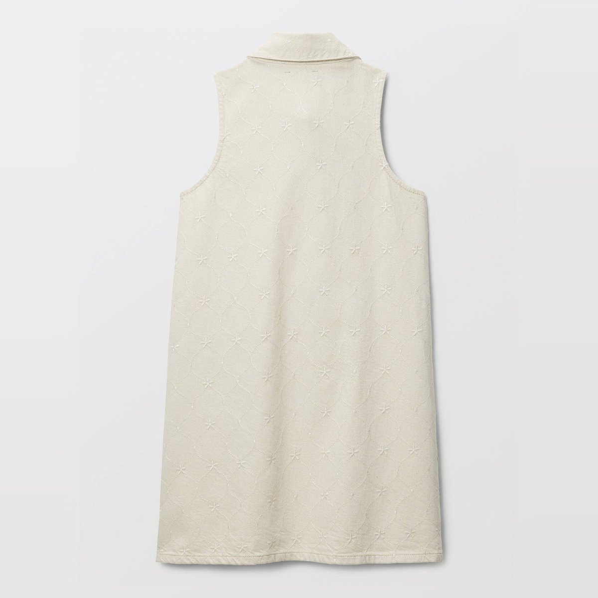 Robe sans manches en twill brodée butter cream, MONOPRIX