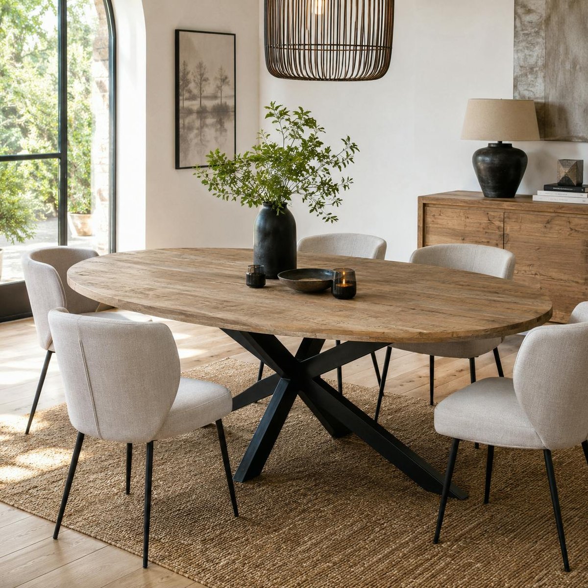 Table à manger ovale en bois de manguier 240 cm FULTON bois naturel, PIER IMPORT