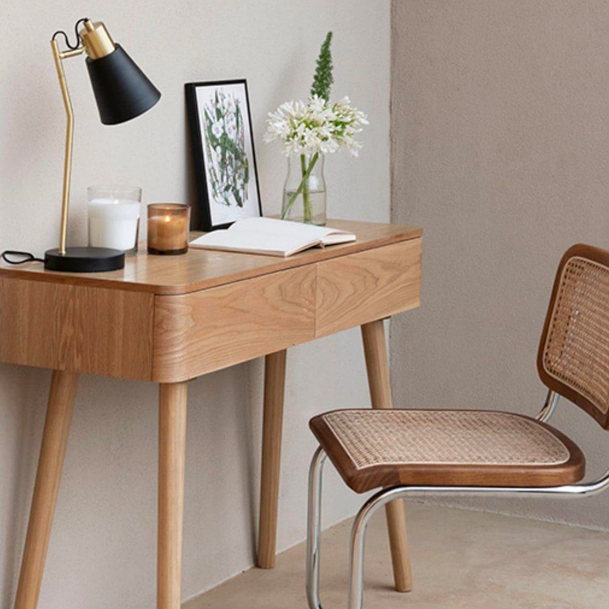 Lampe de bureau métal noir et doré 22x14x45cm noir, WADIGA
