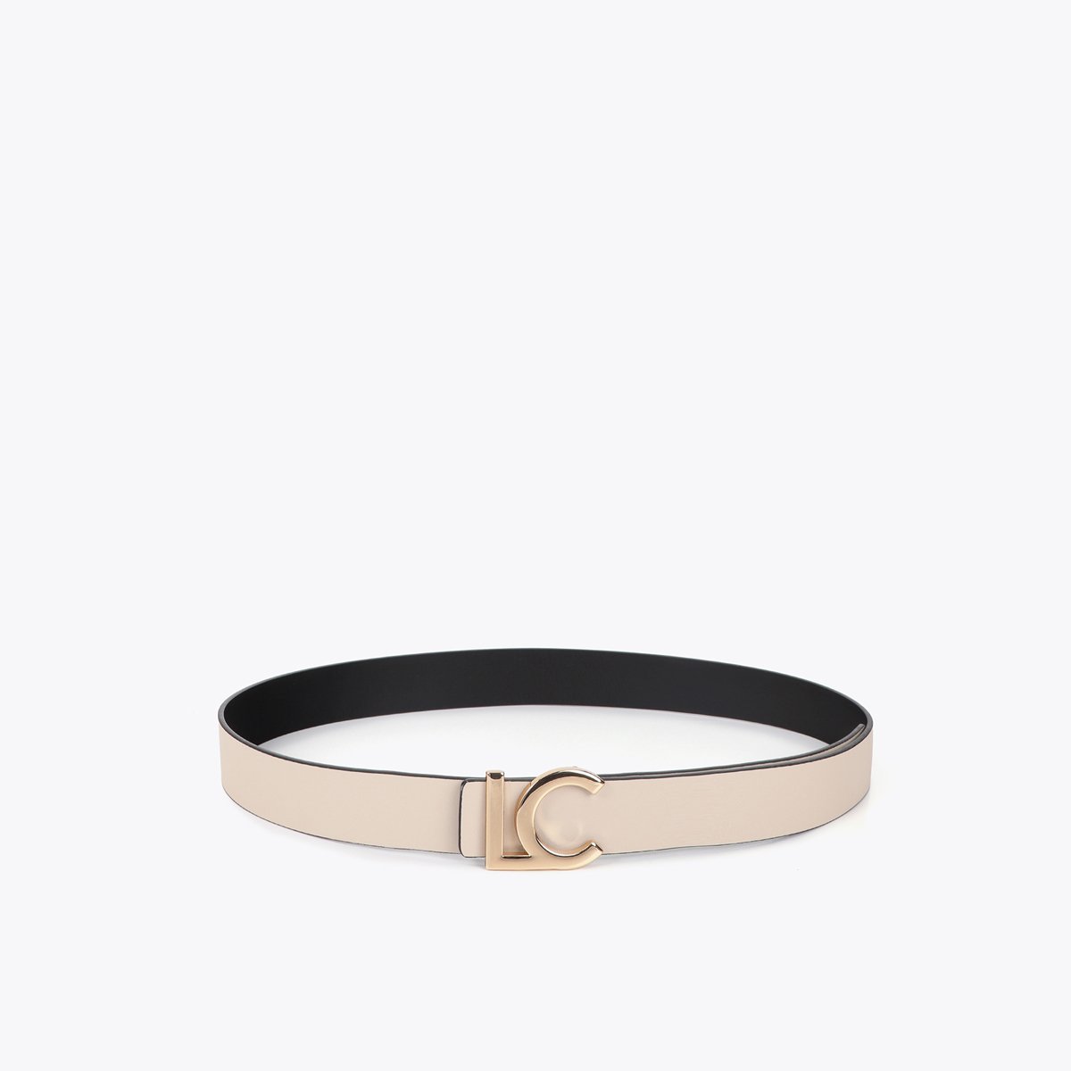 Ceinture réversible à logo métallique noir, LOLA CASADEMUNT