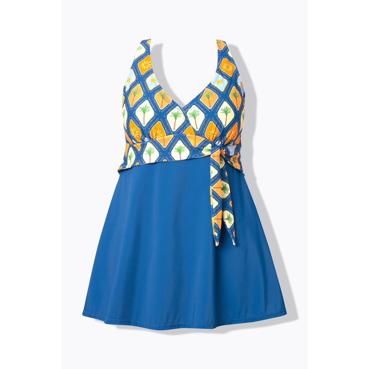 Robe de bain à bonnets souples. Bretelles baleine bleu, ULLA POPKEN