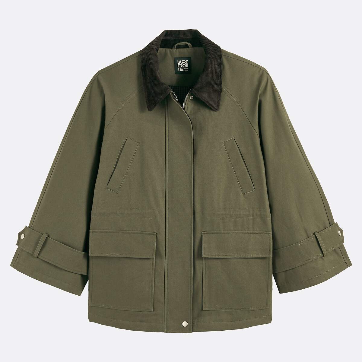 Mid-Length Coat with Zip Fastening khaki green, LA REDOUTE COLLECTIONS