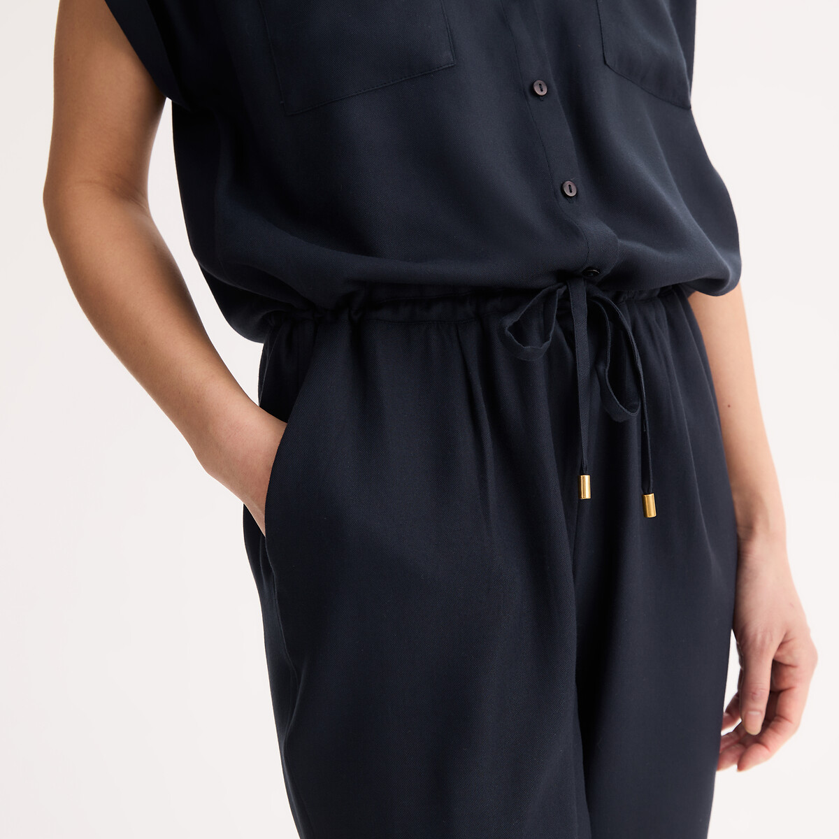 Losse jumpsuit, korte mouwen marineblauw, ANNE WEYBURN