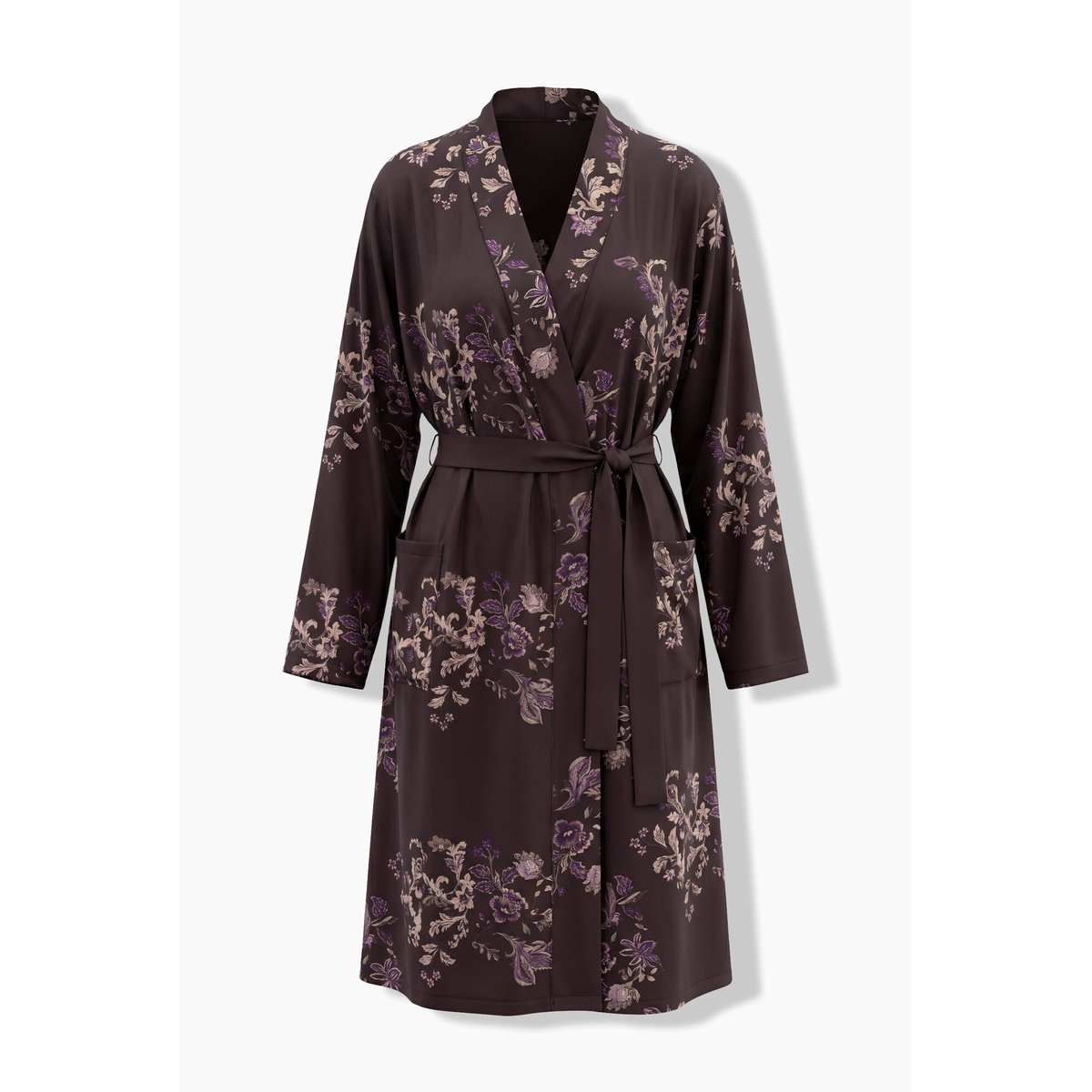 Peignoir en modal mélangé, motif fantaisie marron pin, ULLA POPKEN