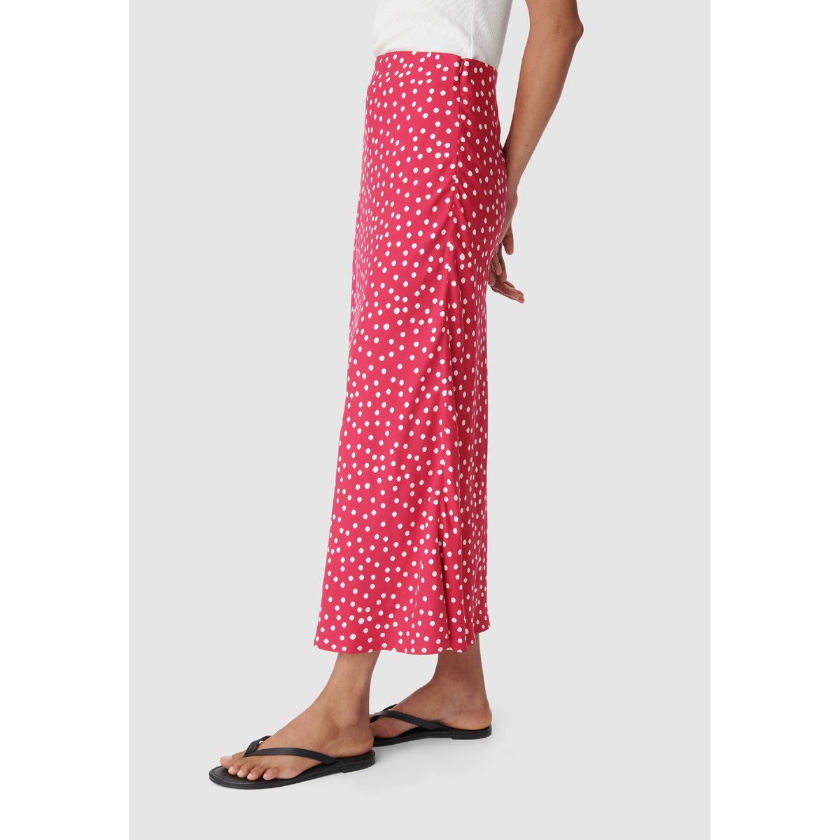 Jupe midi imprimé pois rose fuschia, IKKS