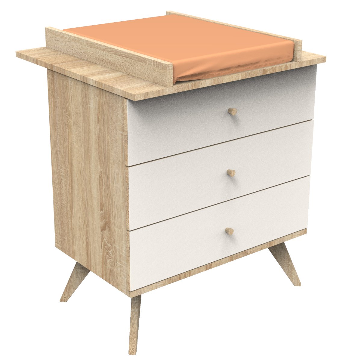 Plan à langer pour commode 3 tiroirs marron, SAUTHON