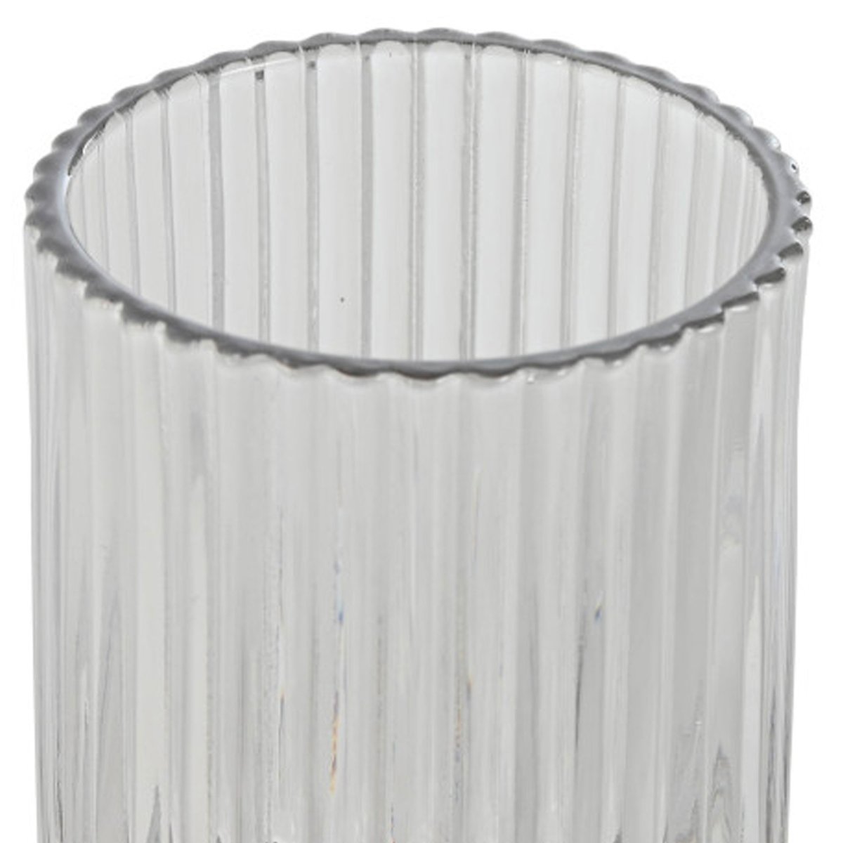 Porte brosse à dents en verre strié et bois d'acacia 7.5x7.5x11.5cm transparent, WADIGA