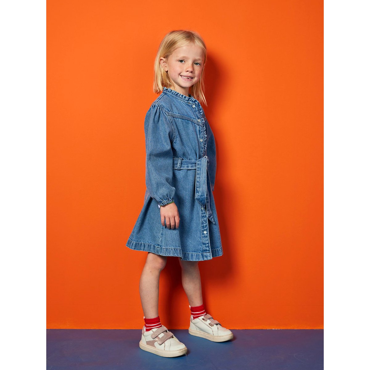Robe en jean fantaisie bleu moyen, VERTBAUDET