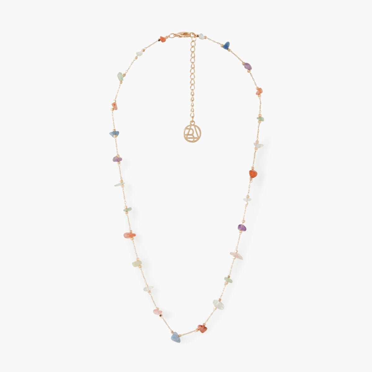 Collier en pierres naturelles d'Aventurine, amethyste et agate rouge multicolore, BALABOOSTE