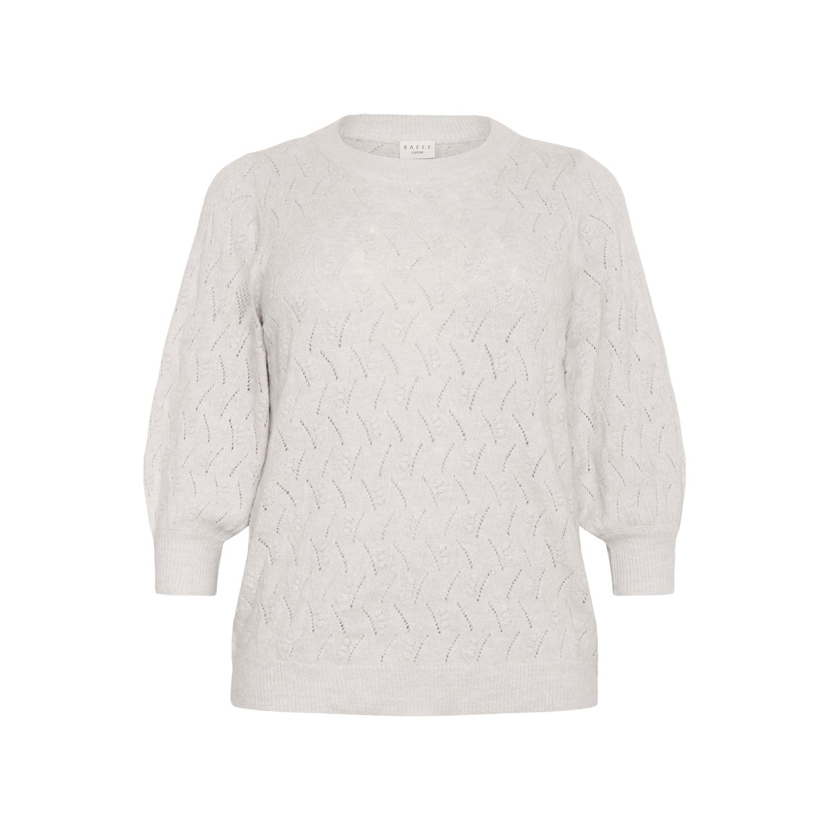 Knitted pullover gris light grey melnage, KAFFE CURVE