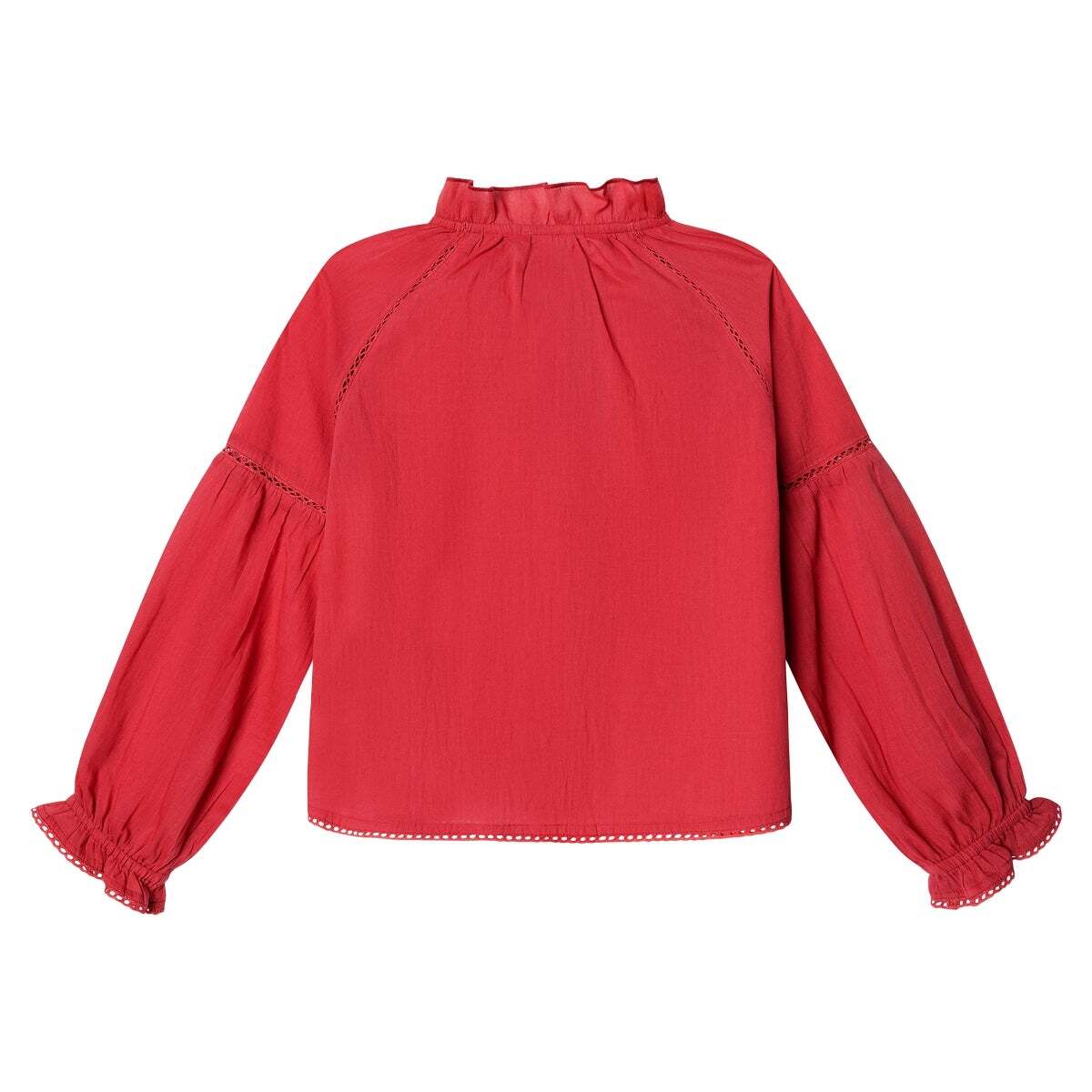 Blouse Fluide Avec Dentelles rouge rugby, PEPE JEANS