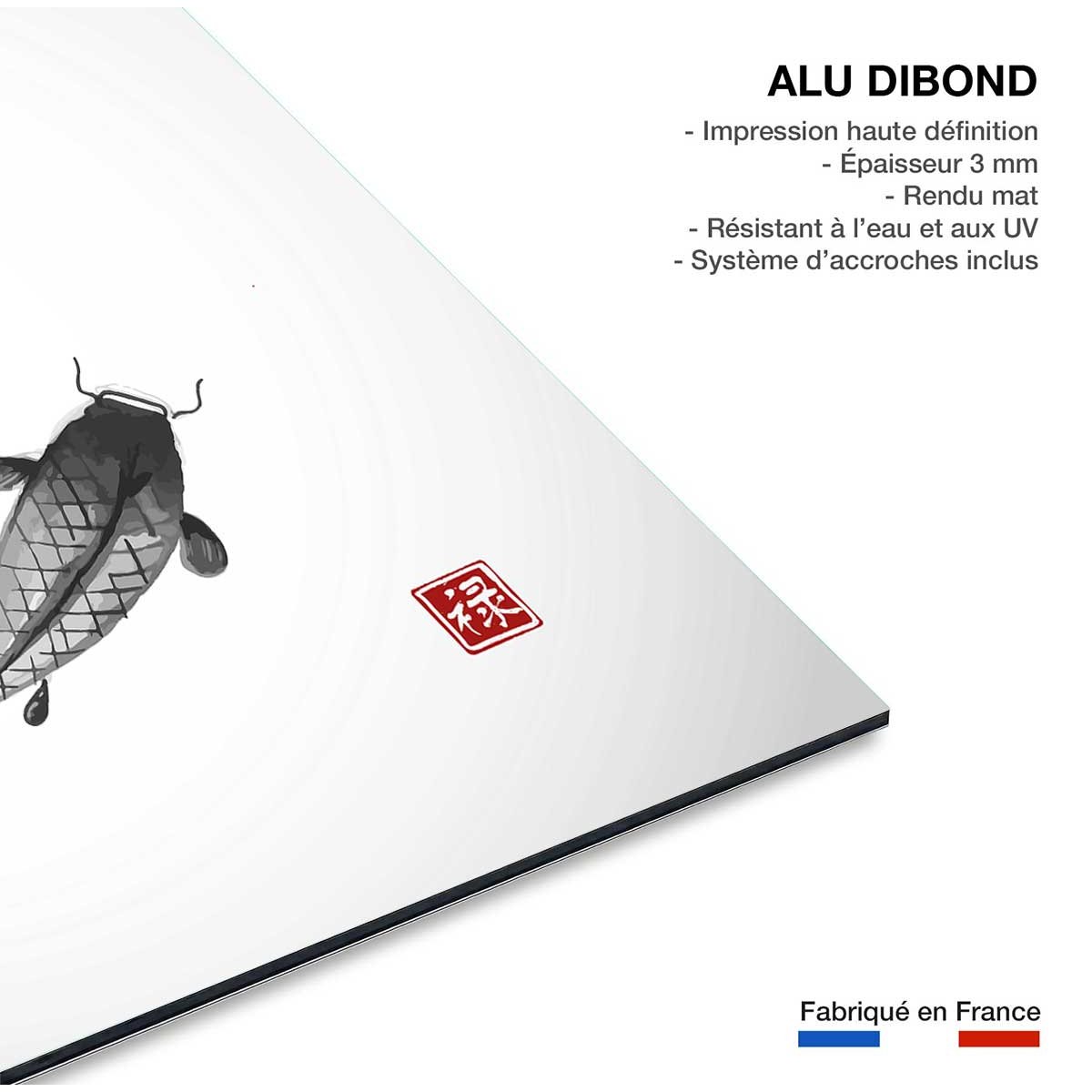 Tableau dessin carpes koï tableau alu dibond, HEXOA