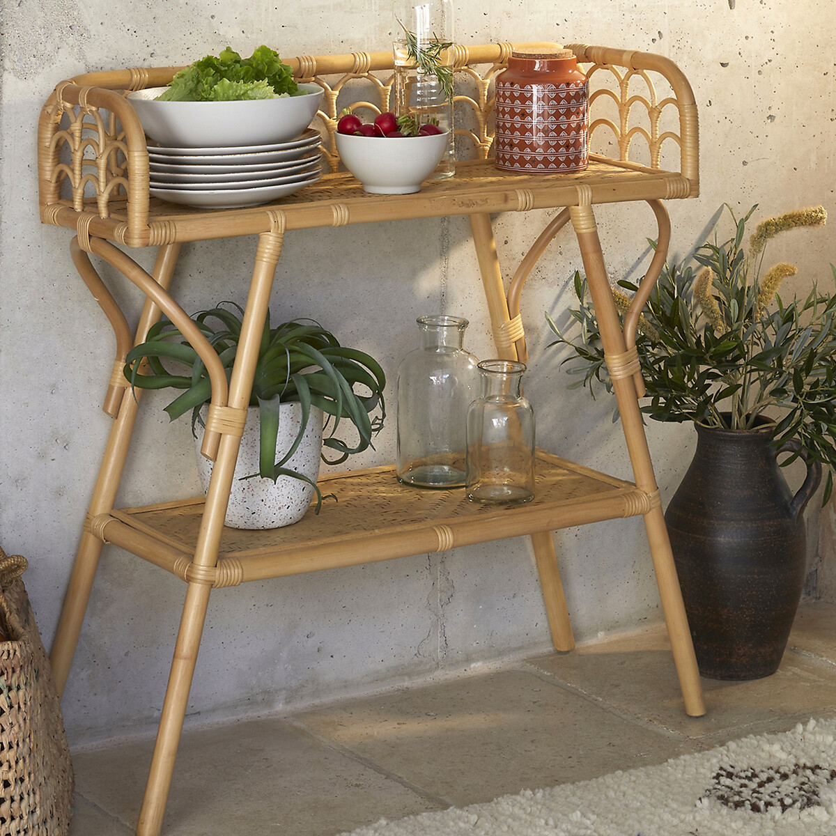 Malu Vintage Console Table in Rattan Cane natural, LA REDOUTE INTERIEURS