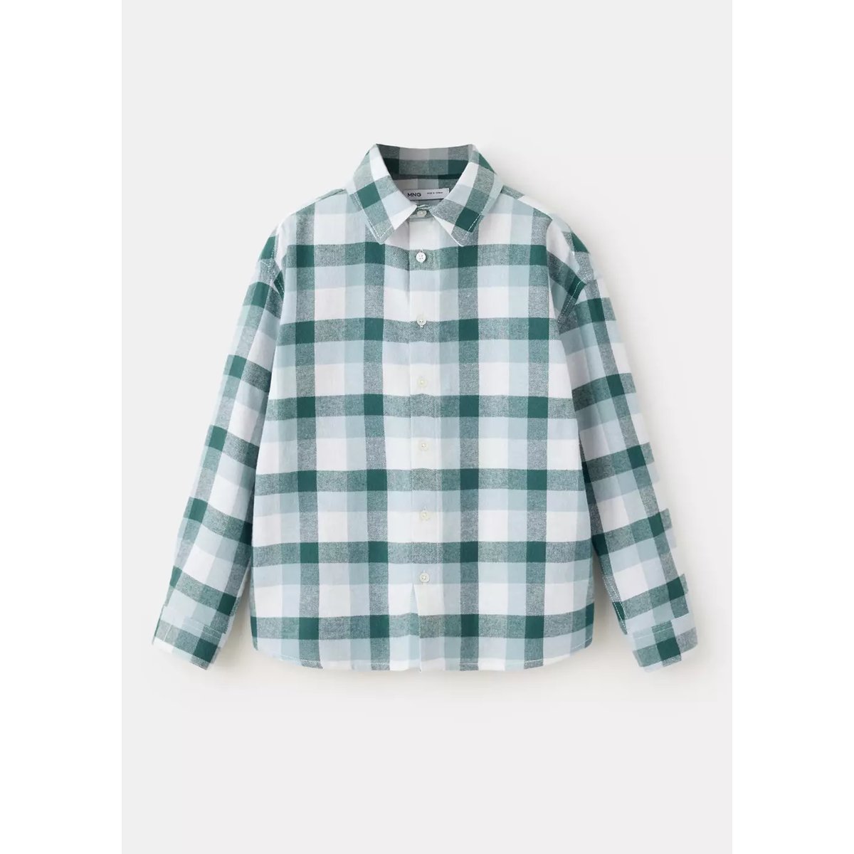 Chemise en coton imprimé à carreaux bleu, MANGO KIDS