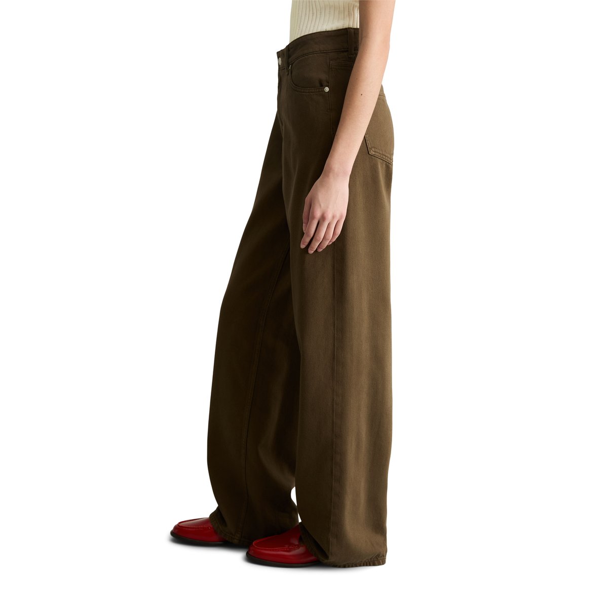 Jeans modèle Tomma large en mélange coton organique-lyocell-modal marron fonce, MARC O’POLO DENIM