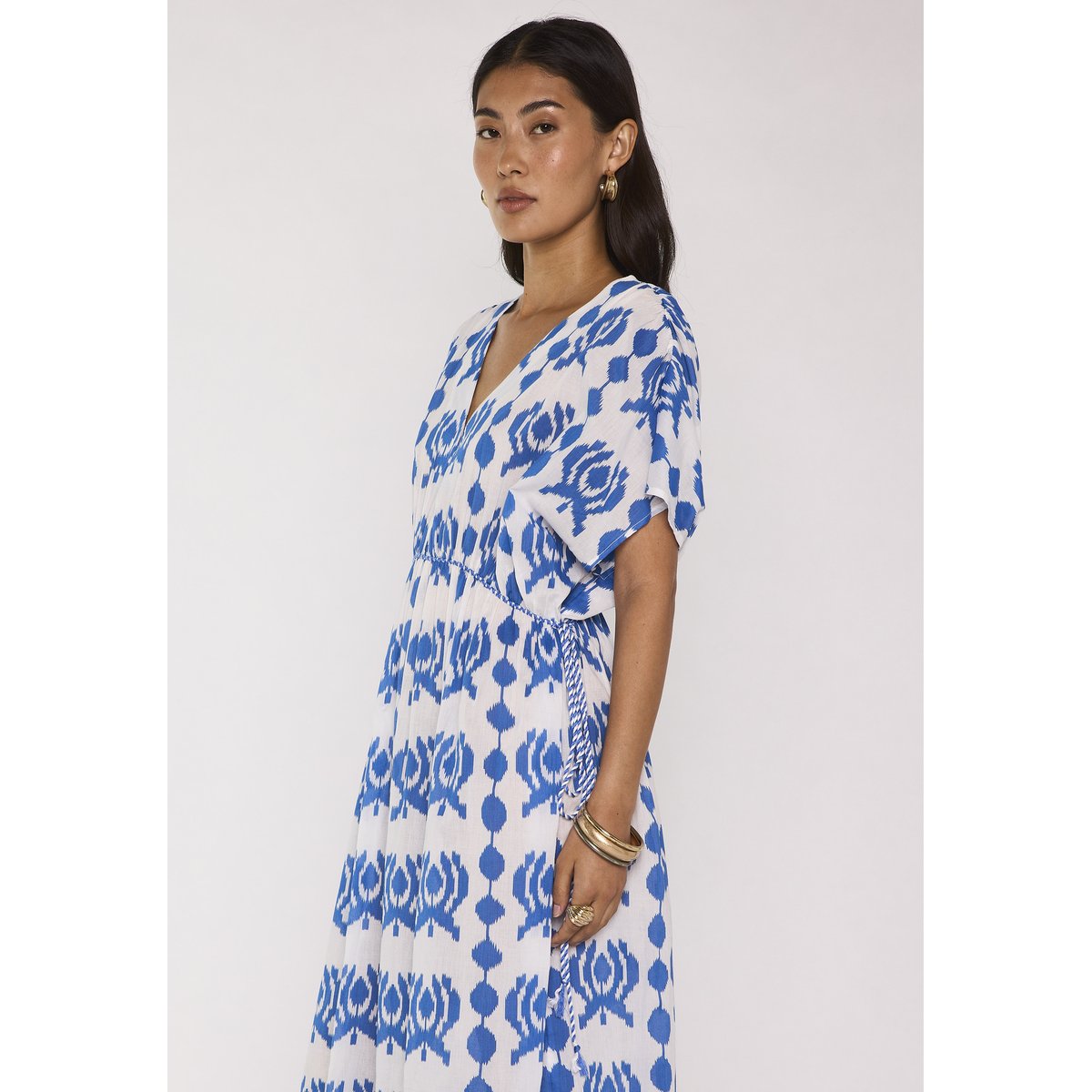 Robe droite imprimée en coton PROMESSE bleu roi, Maison 123