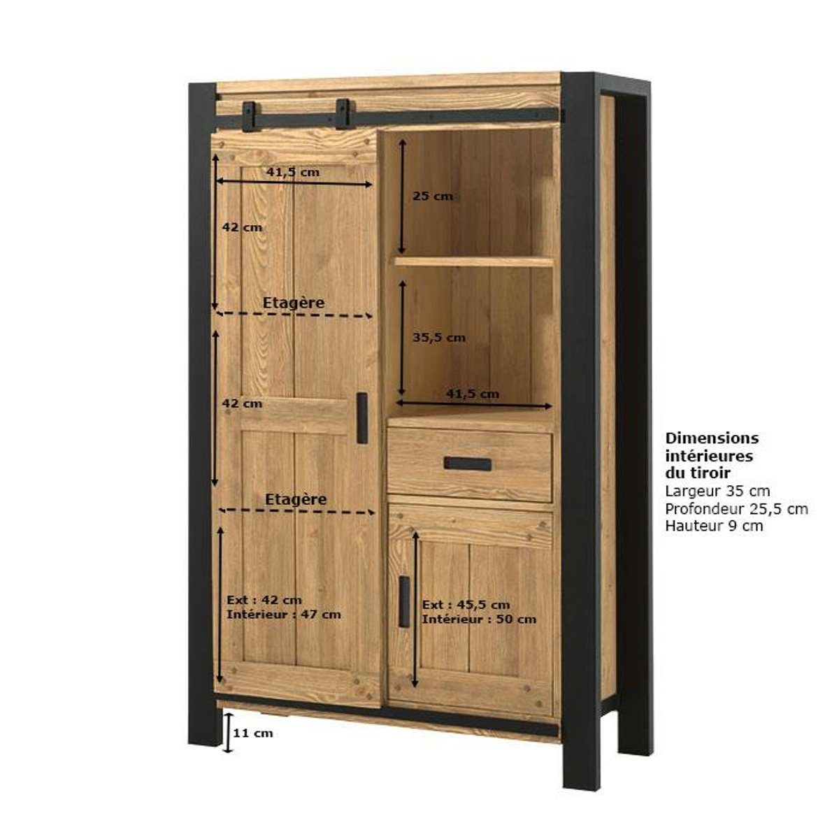 Buffet haut en pin massif style campagne industrielle LOUNDGE bois naturel, PIER IMPORT