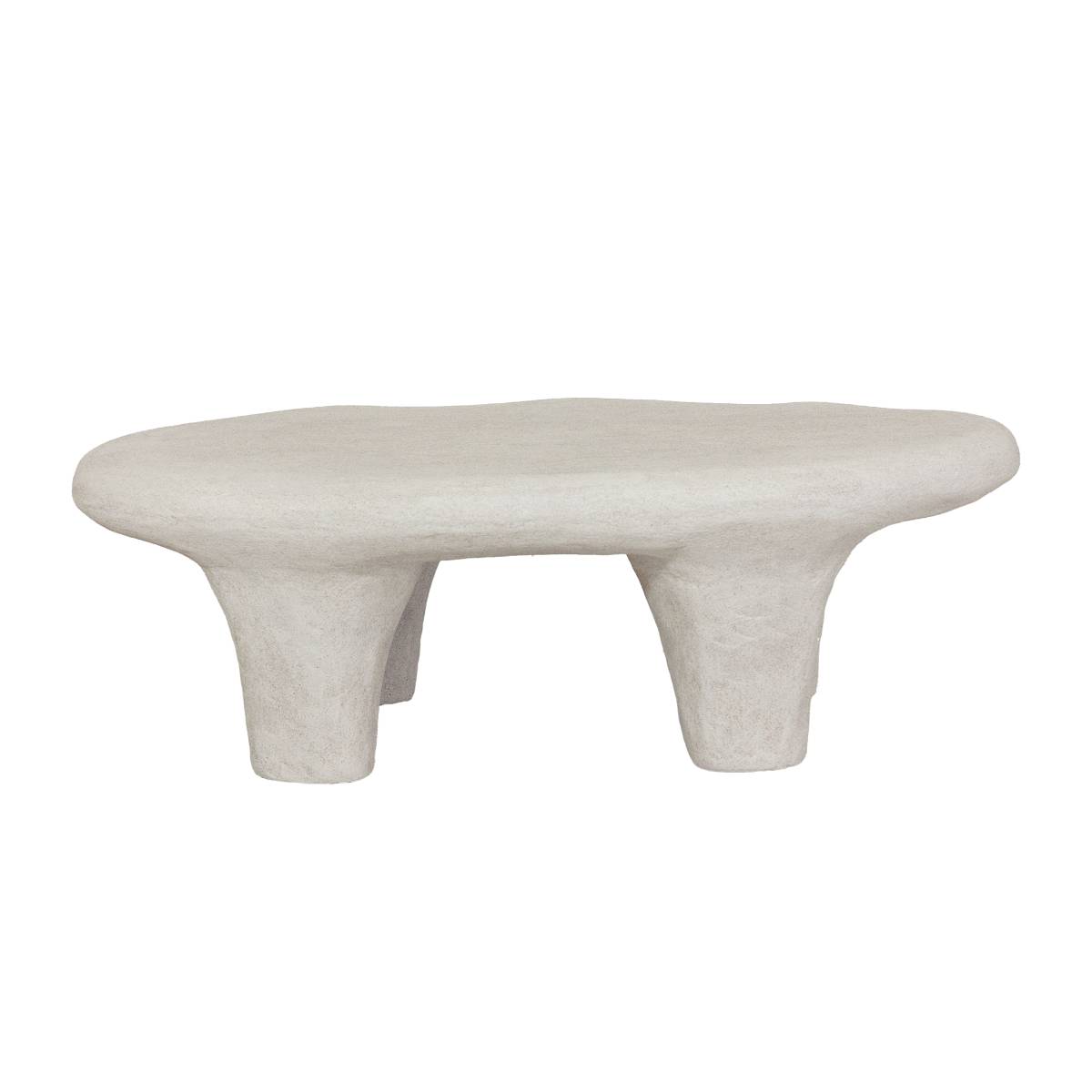Table basse en bois effet béton ovale DANAÉ blanc, MADE IN MEUBLES