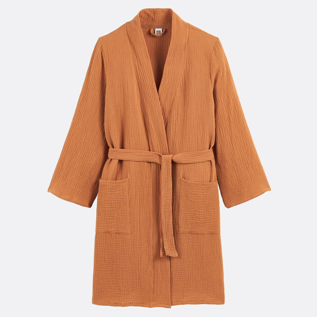 Signatures Margot Kimono Bathrobe in Cotton Muslin caramel , LA REDOUTE COLLECTIONS