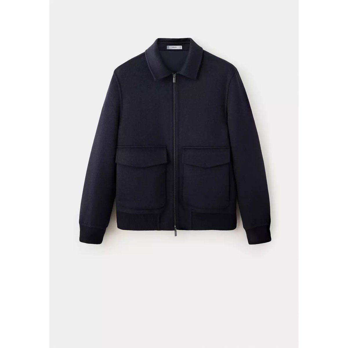 Veste laine mélangée poches bleu nuit, MANGO MAN