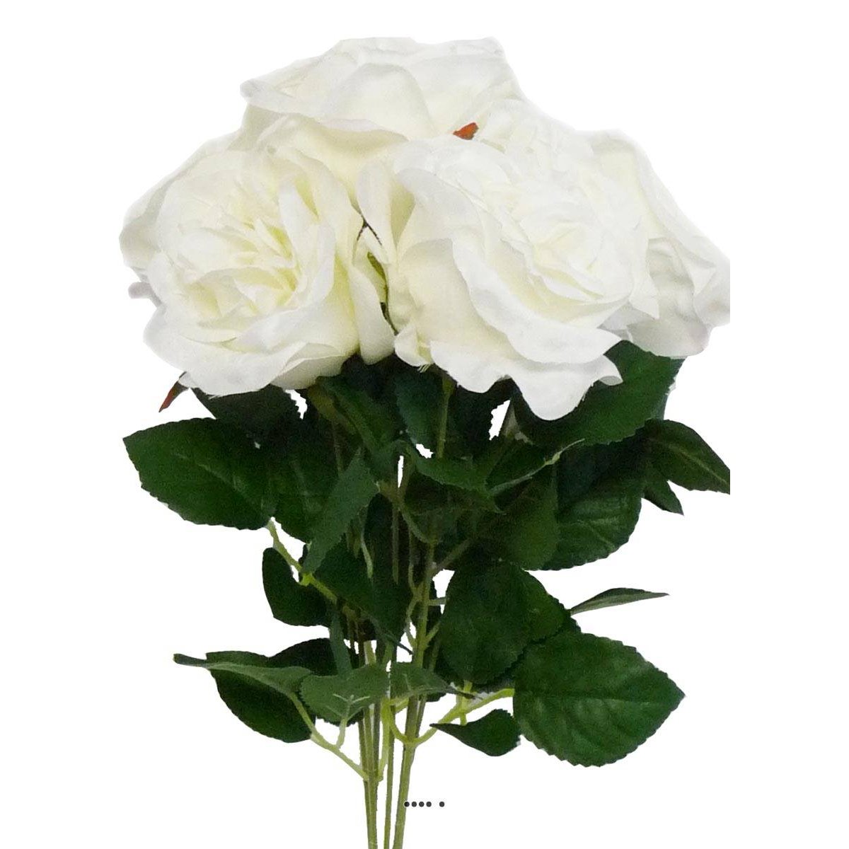Bouquet de 7 Roses factices en piquet et fe blanc neige, ARTIFICIELLES