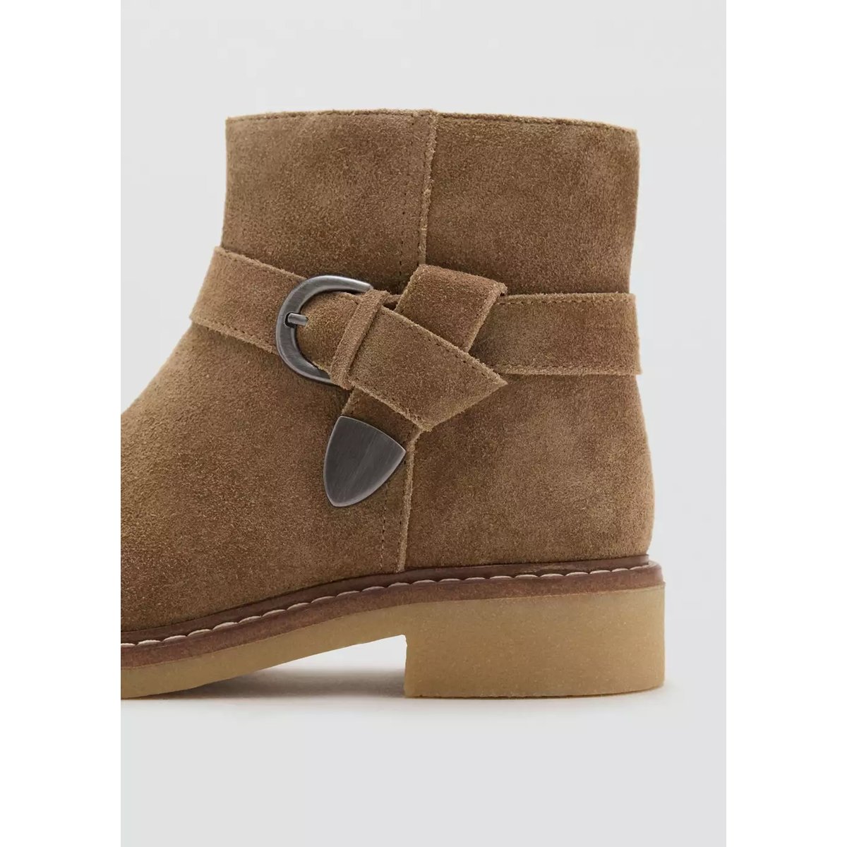 Bottines cuir détail boucle marron moyen, MANGO KIDS