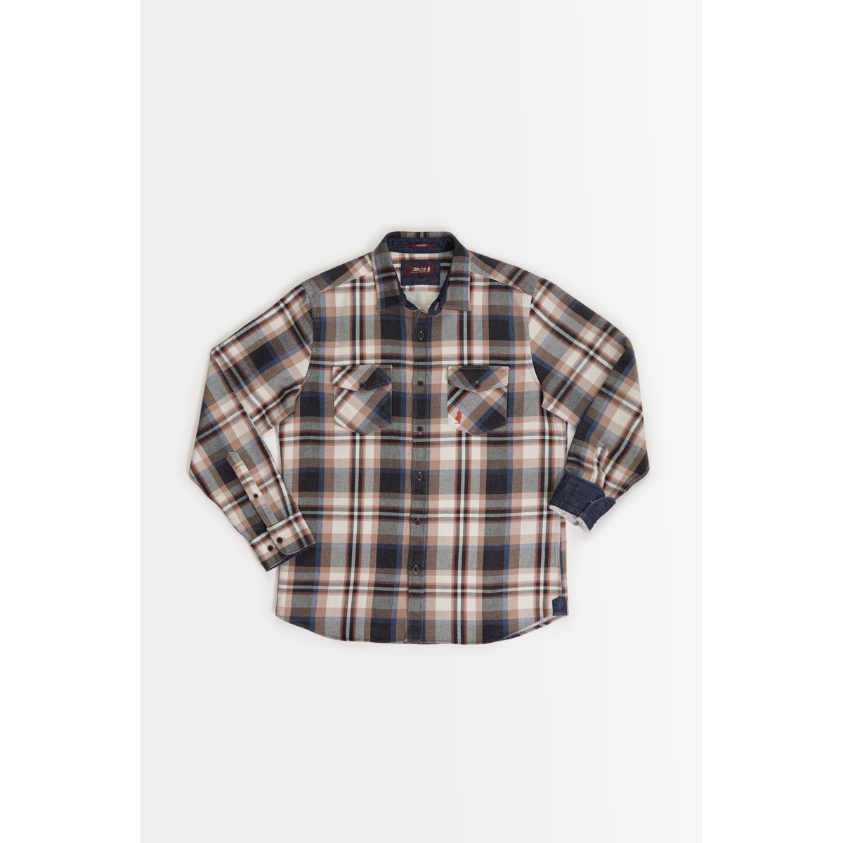 Chemise à carreaux en maille beige, MCS